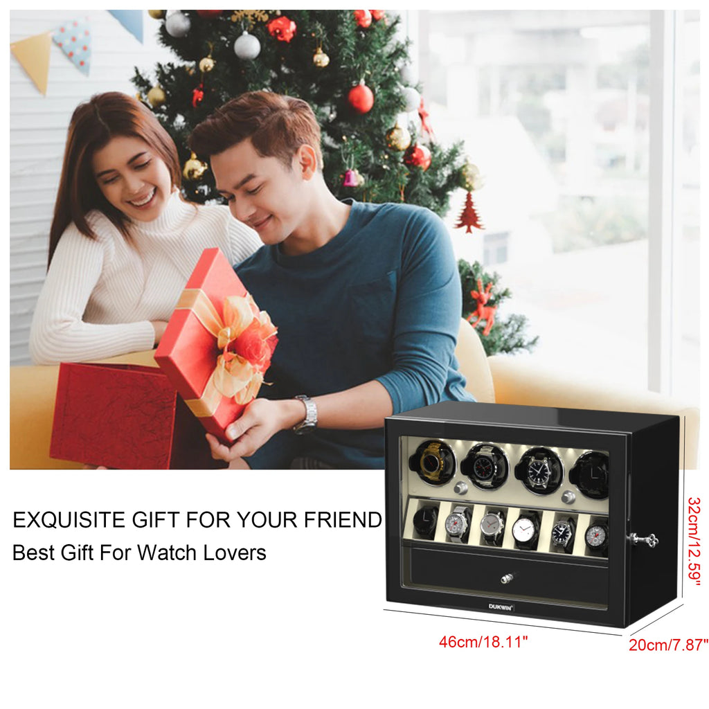 Watch Winder for Automatic Watches 2/4/6/8 Slots with Extra Storages Box with LED Light and Quiet Mabuchi Motor