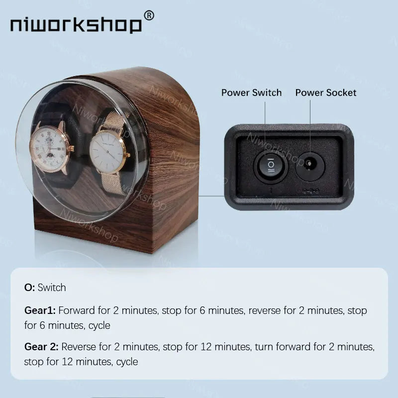 1Pc Niworkshop Automatic Watch Winder, 2 Slots Watch Storage Case with Quiet Motor, Soft Pillows for Men'S and Women'S Watches