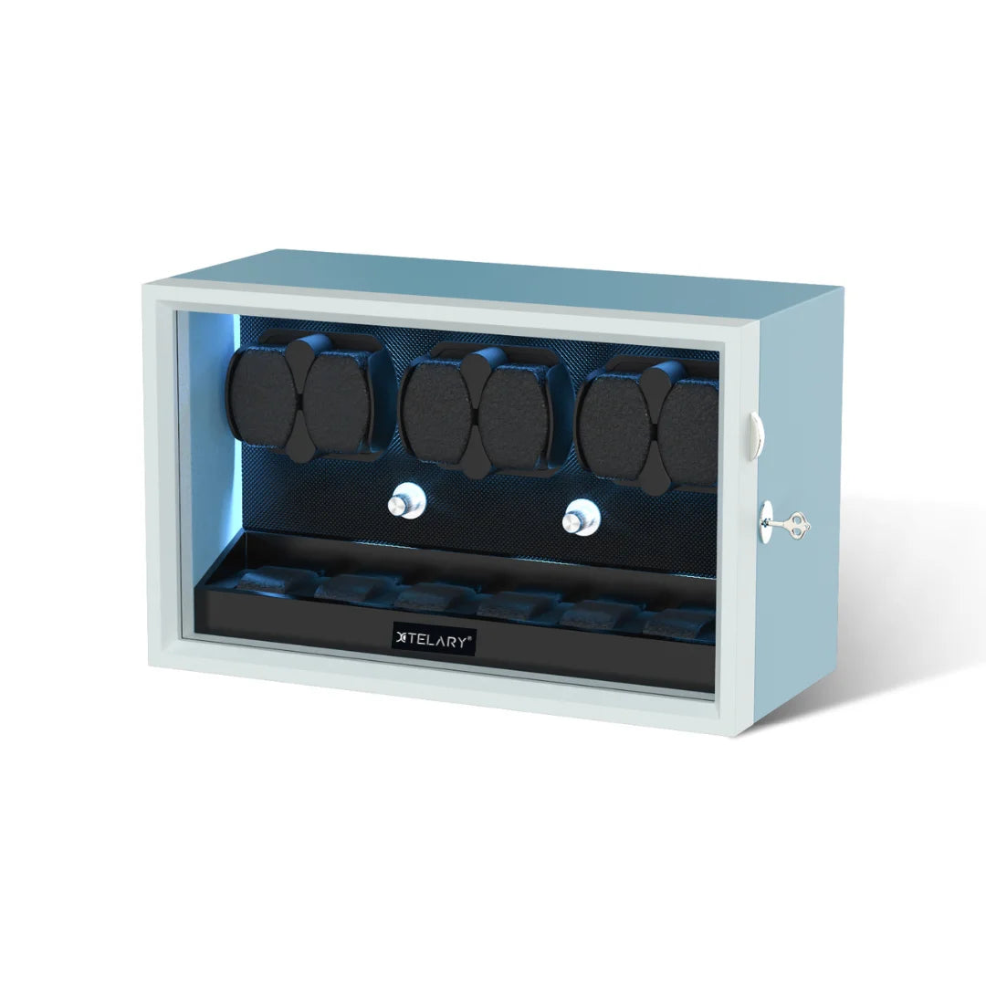 Automatic Watch Winder for Rolex 4/6/8/12 Slot Jewelry Display Box with Blue Light Storage Case for Collectors