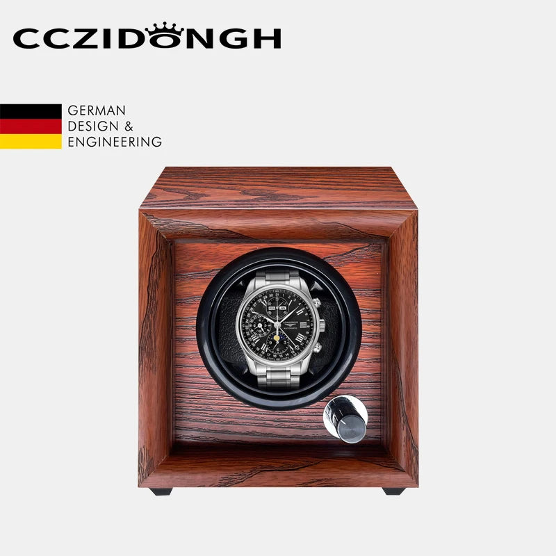 Mechanical Automatic Watch Winder Luxury Wood Watch Box Battery Installable with LED Light and Lid Sensor Watches Storage Box
