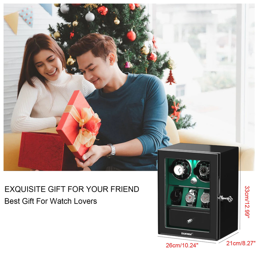 Watch Winder for Automatic Watches 2/4/6/8 Slots with Extra Storages Box with LED Light and Quiet Mabuchi Motor