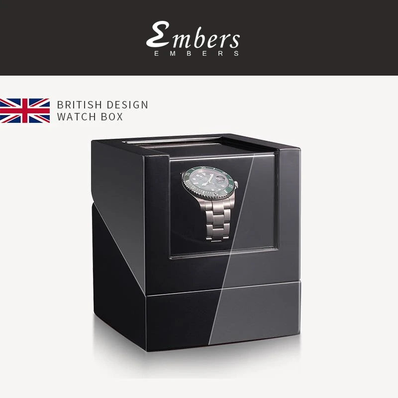 Luxry Wooden Watch Box Single Winder with Glass Storage Automatic Watch Case Battery Powered Shaker Mabuchi Motor