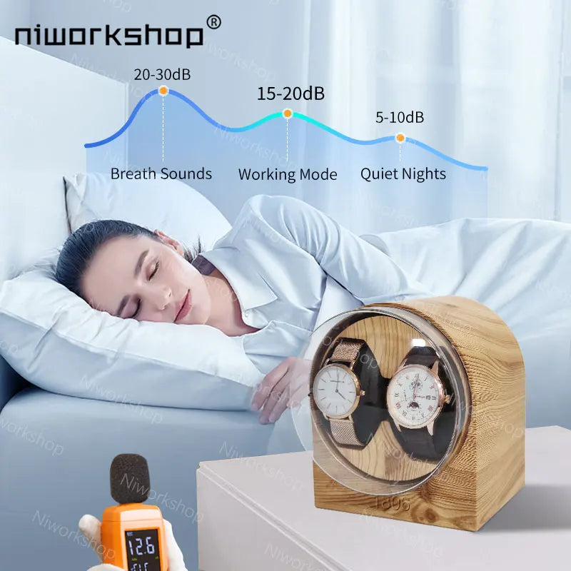 1Pc Niworkshop Automatic Watch Winder, 2 Slots Watch Storage Case with Quiet Motor, Soft Pillows for Men'S and Women'S Watches
