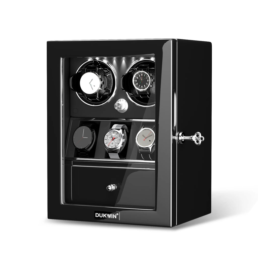 Watch Winder for Automatic Watches 2/4/6/8 Slots with Extra Storages Box with LED Light and Quiet Mabuchi Motor