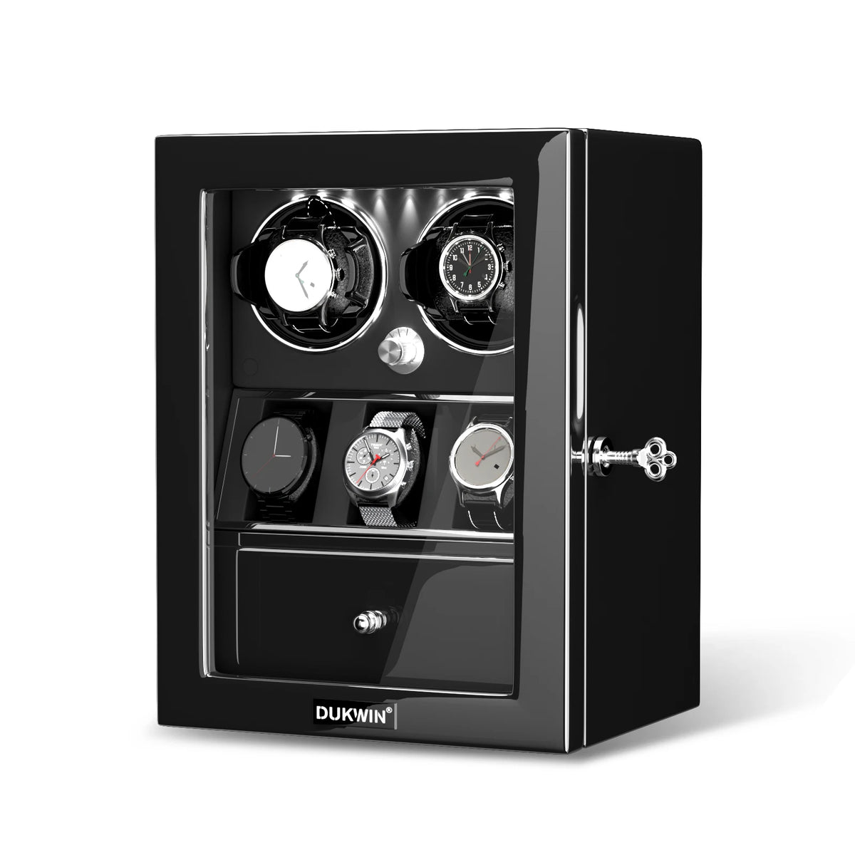 Watch Winder for Automatic Watches 2/4/6/8 Slots with Extra Storages Box with LED Light and Quiet Mabuchi Motor