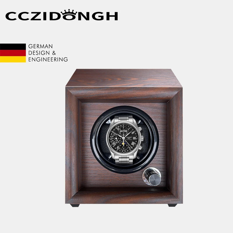 Mechanical Automatic Watch Winder Luxury Wood Watch Box Battery Installable with LED Light and Lid Sensor Watches Storage Box