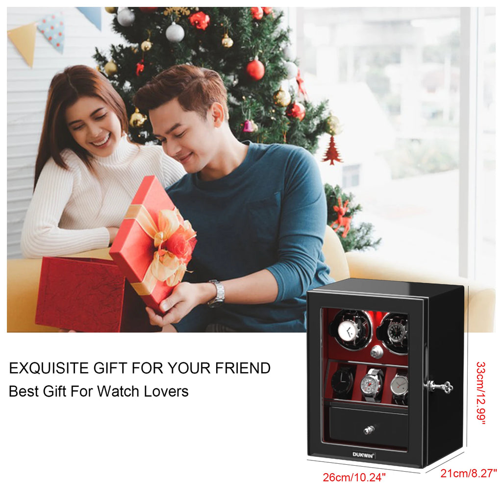 Watch Winder for Automatic Watches 2/4/6/8 Slots with Extra Storages Box with LED Light and Quiet Mabuchi Motor