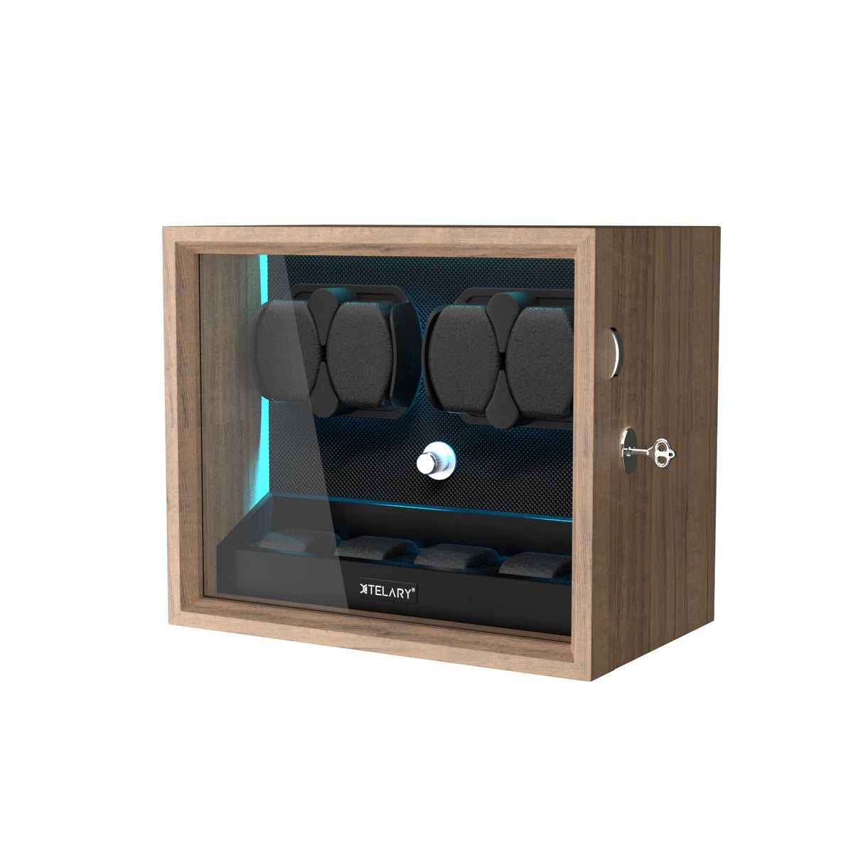 Automatic Watch Winder for Rolex 4/6/8/12 Slot Jewelry Display Box with Blue Light Storage Case for Collectors