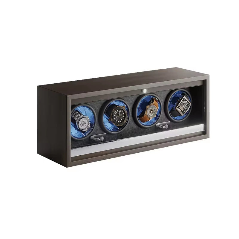 Wooden Automatic Watch Winder Box with Led Light Luxury Quiet Rotating Display Box Multiple Speeds and Slots
