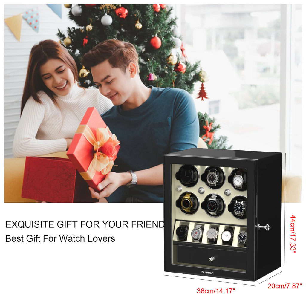 Watch Winder for Automatic Watches 2/4/6/8 Slots with Extra Storages Box with LED Light and Quiet Mabuchi Motor
