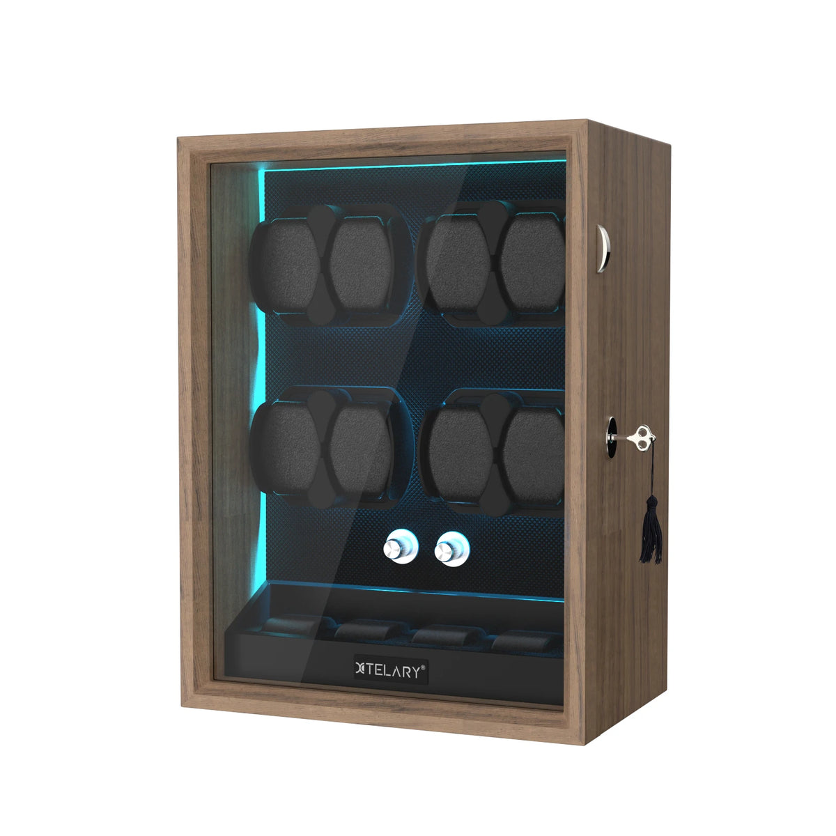 Automatic Watch Winder for Rolex 4/6/8/12 Slot Jewelry Display Box with Blue Light Storage Case for Collectors