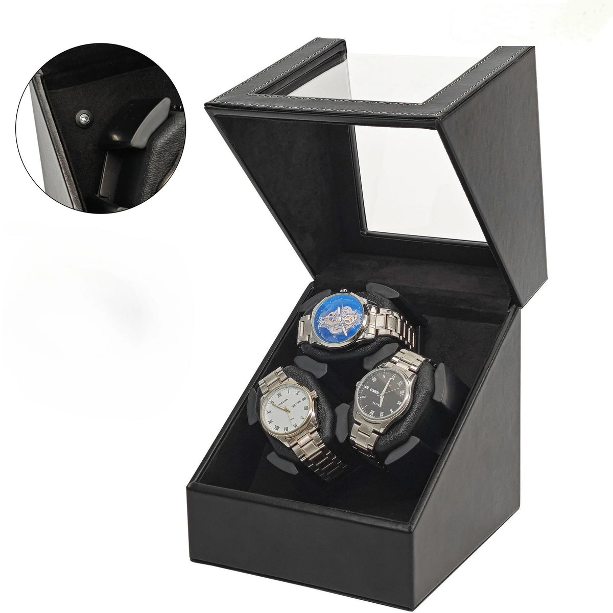 Universal Watch Winder with 3-Position Winding Mechanism Smart Light Sensor Silent Strap USB Interface Watch Storage Box