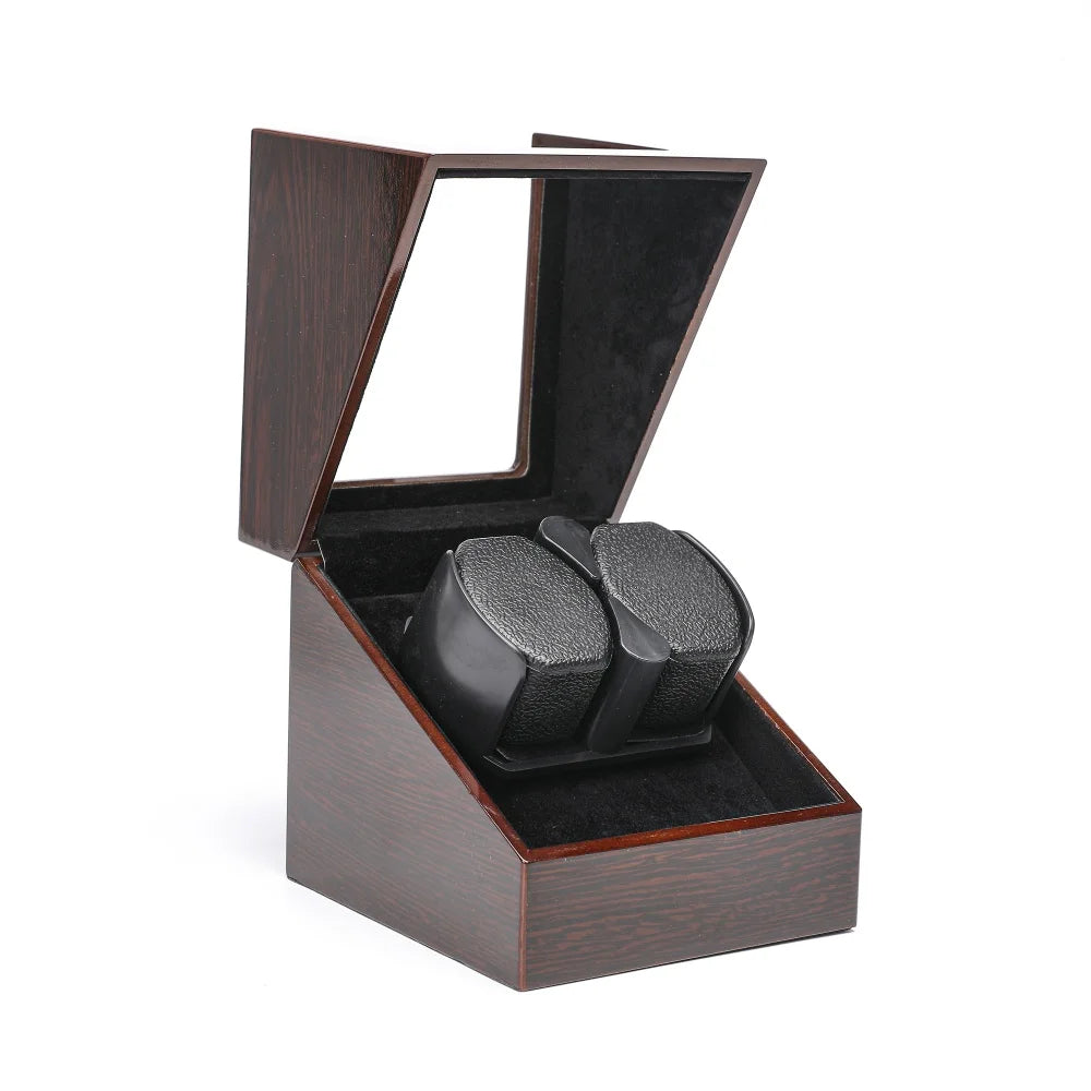 Luxry Wooden Watch Box Single Winder with Glass Storage Automatic Watch Case Battery Powered Shaker Mabuchi Motor