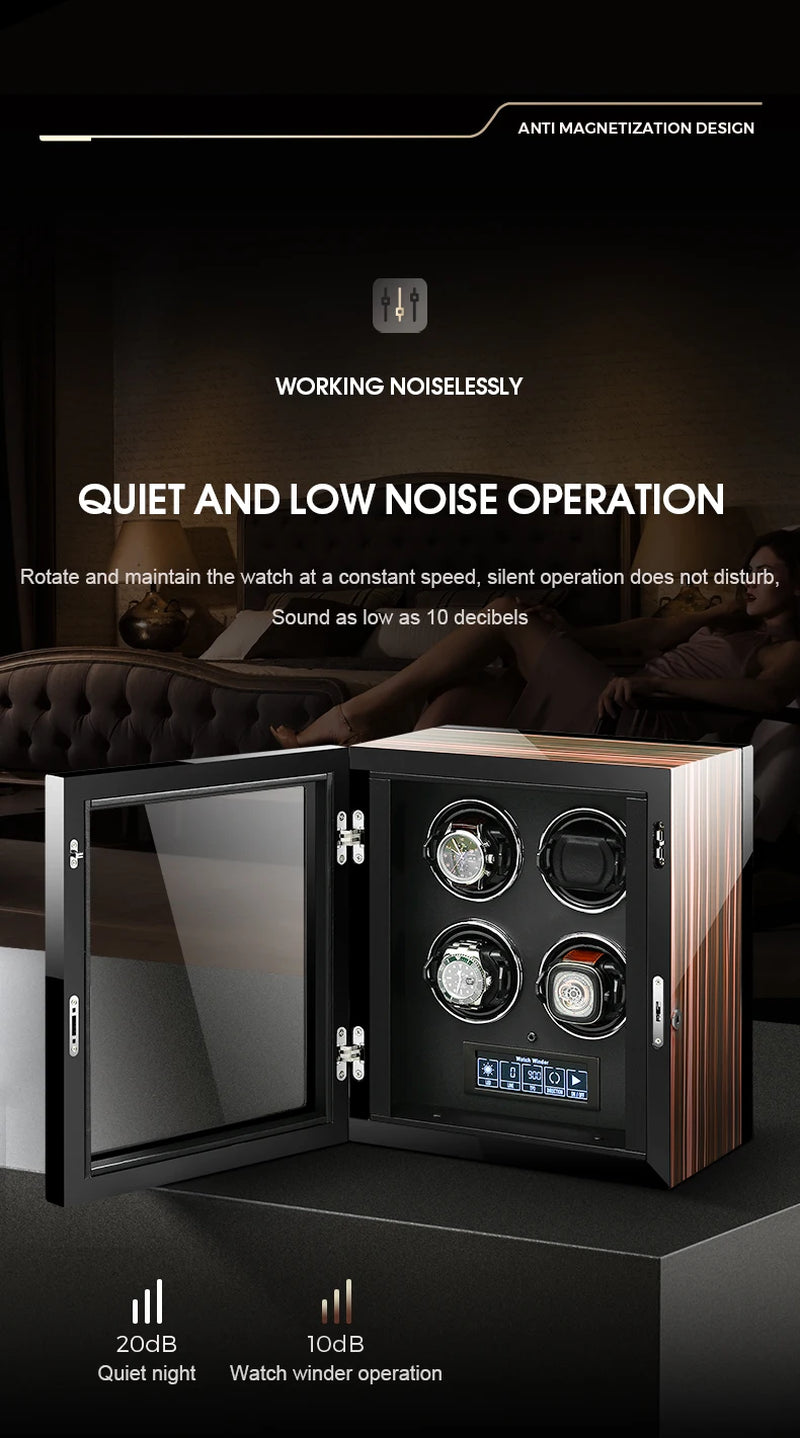 New Gifts Upgraded Slot Watch Winder 2-4-6-9-12Mechanical Meter Automatic Rotating Watch Storage Box Safe Top