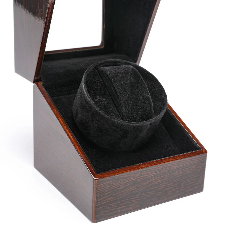 Luxry Wooden Watch Box Single Winder with Glass Storage Automatic Watch Case Battery Powered Shaker Mabuchi Motor