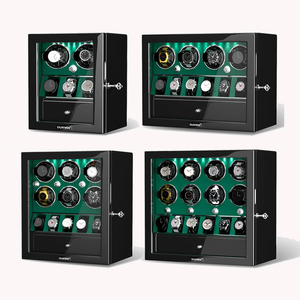 Watch Winder for Automatic Watches 2/4/6/8 Slots with Extra Storages Box with LED Light and Quiet Mabuchi Motor