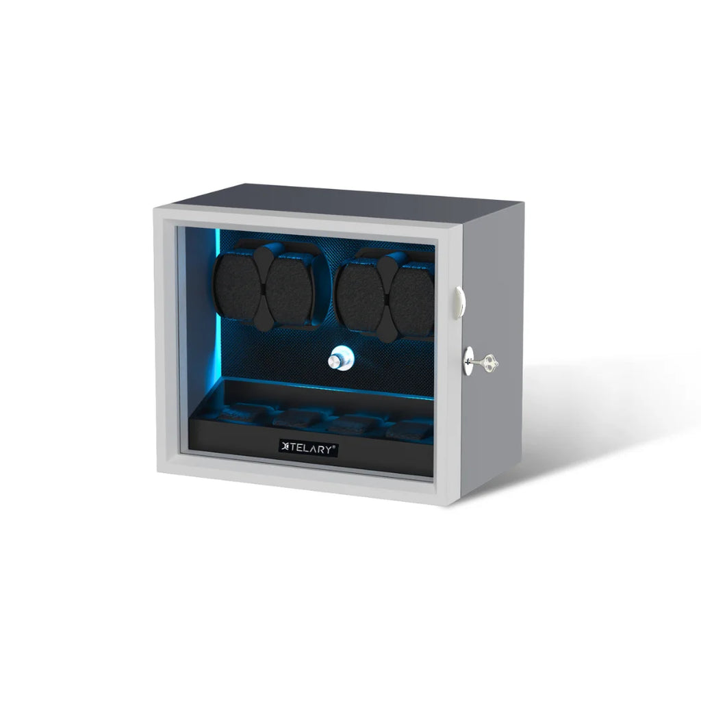 Automatic Watch Winder for Rolex 4/6/8/12 Slot Jewelry Display Box with Blue Light Storage Case for Collectors