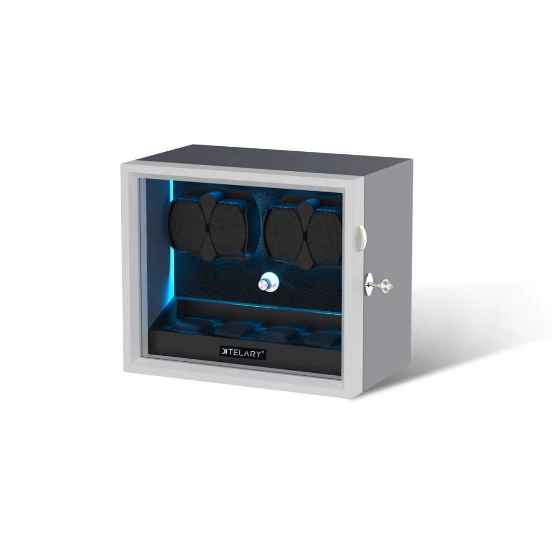 Automatic Watch Winder for Rolex 4/6/8/12 Slot Jewelry Display Box with Blue Light Storage Case for Collectors