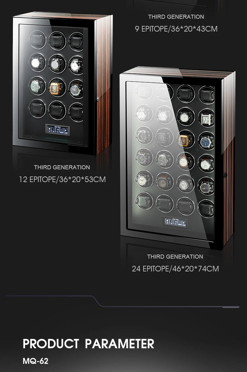 New Gifts Upgraded Slot Watch Winder 2-4-6-9-12Mechanical Meter Automatic Rotating Watch Storage Box Safe Top
