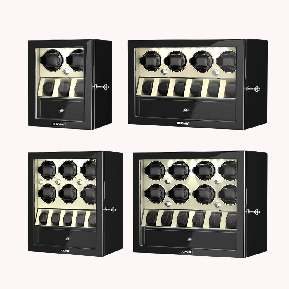 Watch Winder for Automatic Watches 2/4/6/8 Slots with Extra Storages Box with LED Light and Quiet Mabuchi Motor
