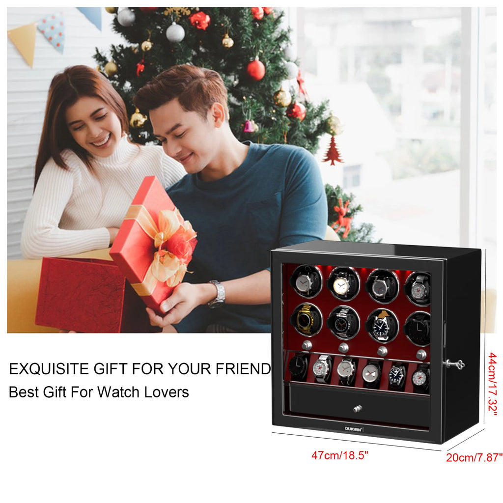 Watch Winder for Automatic Watches 2/4/6/8 Slots with Extra Storages Box with LED Light and Quiet Mabuchi Motor