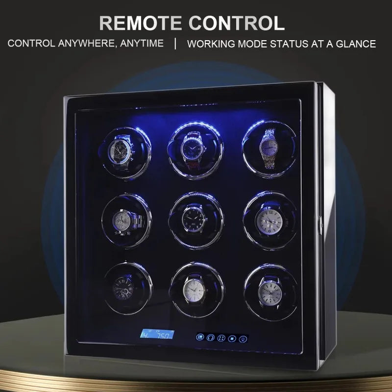 Elegant 9-Slot Watch Winder Box