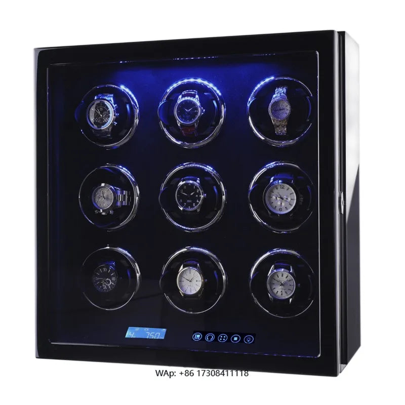 Elegant 9-Slot Watch Winder Box