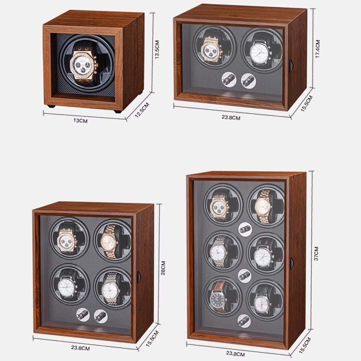 Watch Winder for Automatic Watches 6/4/2/1 Slots Watch Shaker Wooden Box Super Motor Blue LED Light Jewelry Store Display Box