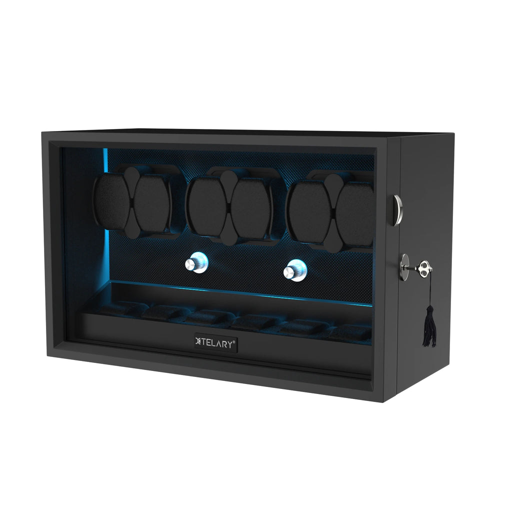 Automatic Watch Winder for Rolex 4/6/8/12 Slot Jewelry Display Box with Blue Light Storage Case for Collectors