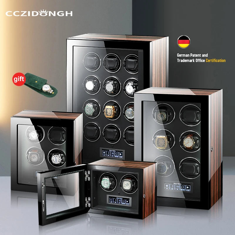 New Gifts Upgraded Slot Watch Winder 2-4-6-9-12Mechanical Meter Automatic Rotating Watch Storage Box Safe Top