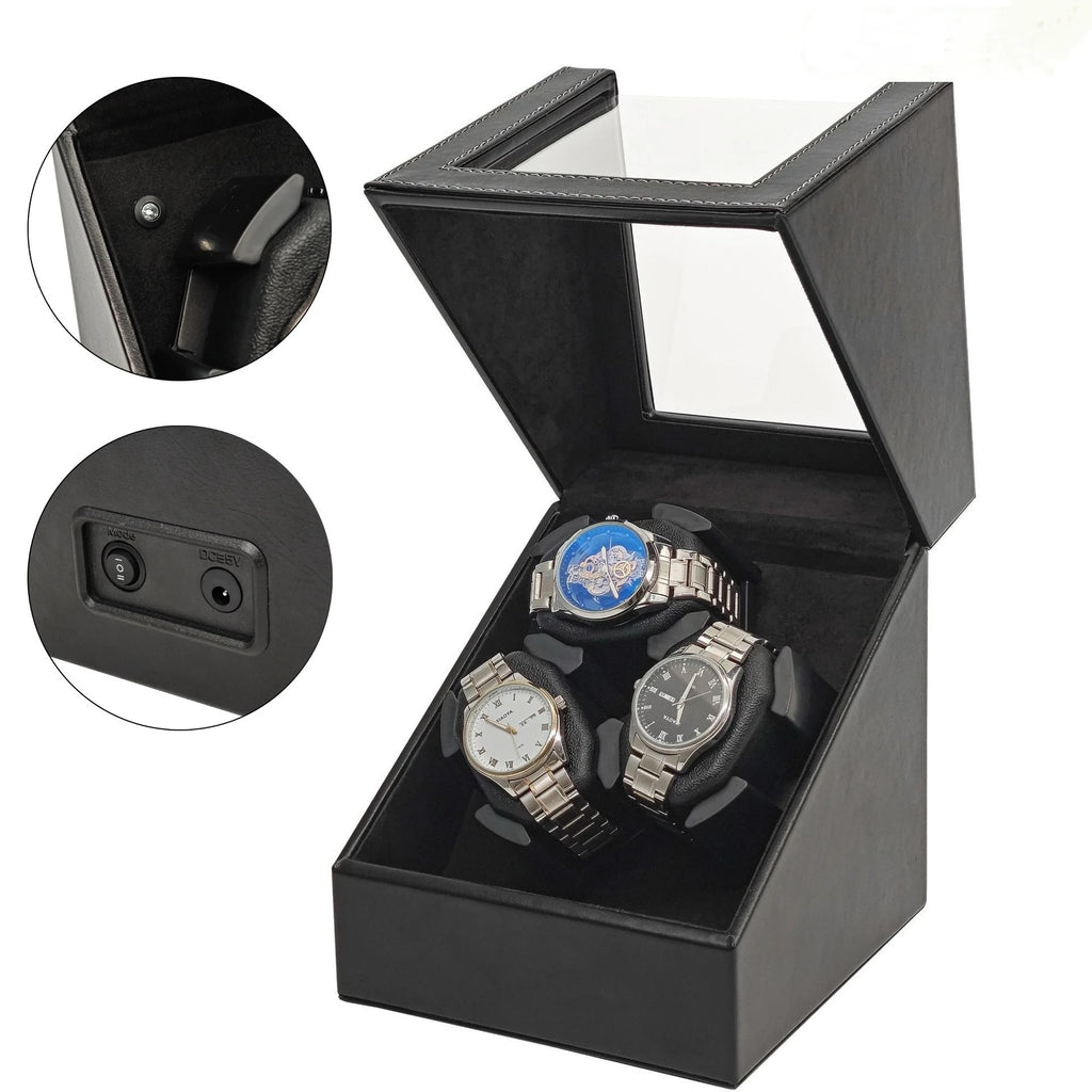 Universal Watch Winder with 3-Position Winding Mechanism Smart Light Sensor Silent Strap USB Interface Watch Storage Box