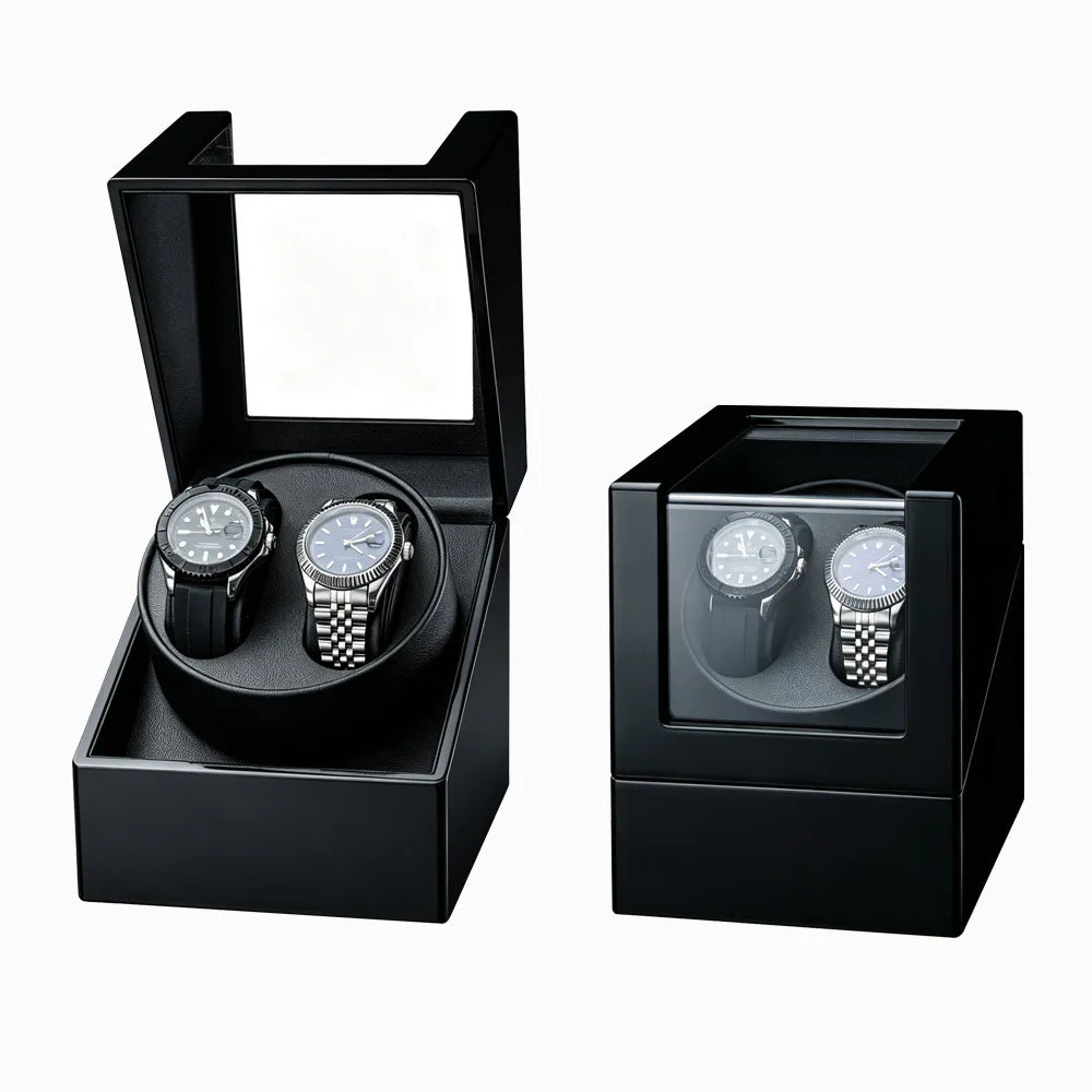 Luxury 2 Slots Watch Winder for Automatic Watches Box 2 Watches Rotating Storage Display Automatic Winding Universal
