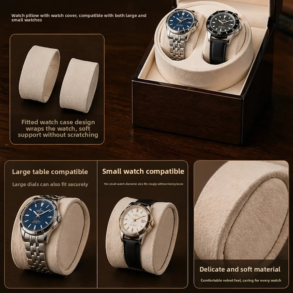 Luxury 2 Slots Watch Winder for Automatic Watches Box 2 Watches Rotating Storage Display Automatic Winding Universal