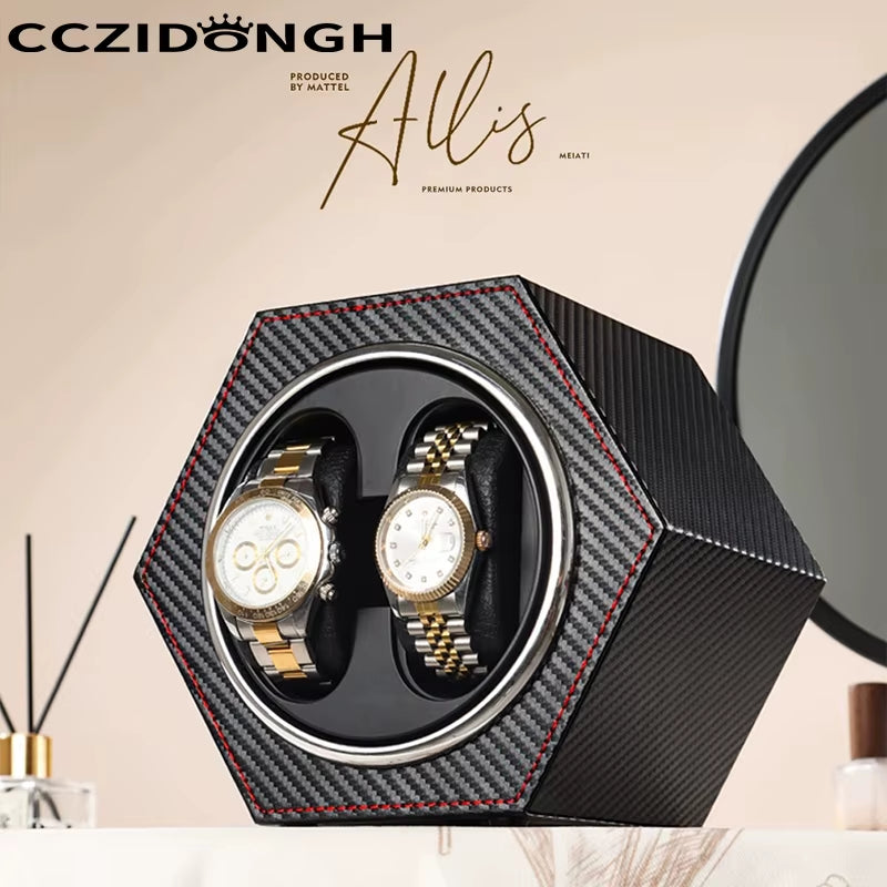 Automatic Watch Winder 2 Slots Wood Household Electric High-End Watch Winding Device Fully