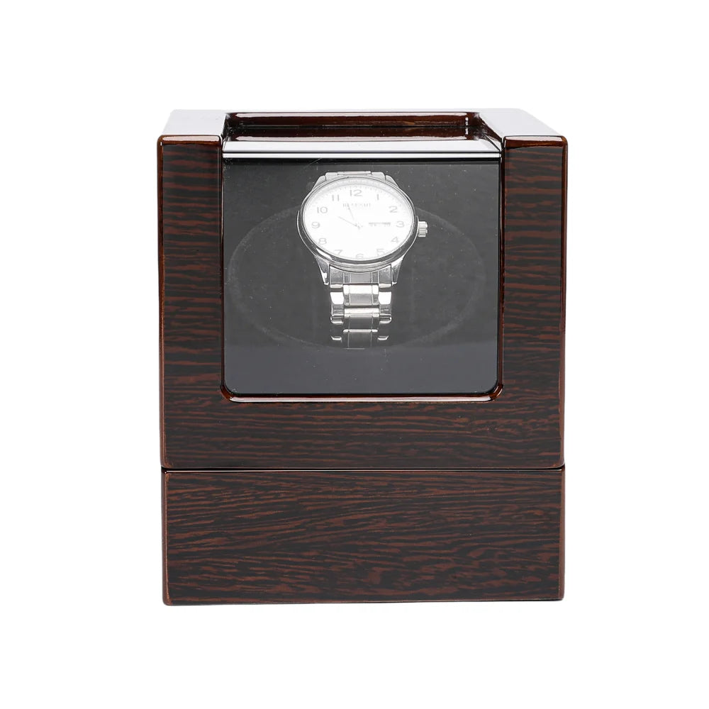 Luxry Wooden Watch Box Single Winder with Glass Storage Automatic Watch Case Battery Powered Shaker Mabuchi Motor