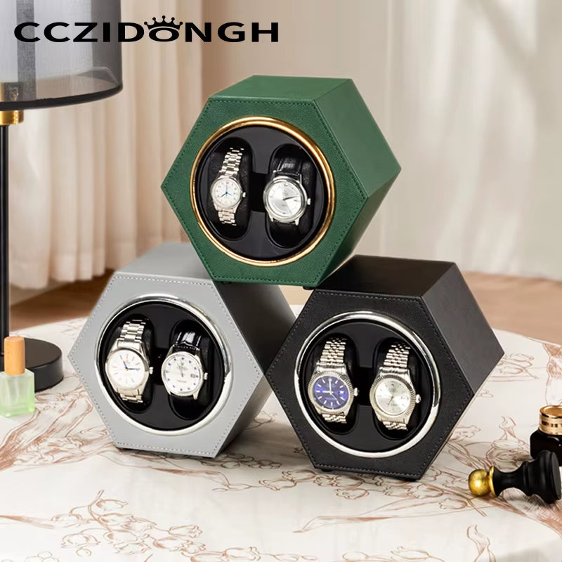 Automatic Watch Winder 2 Slots Wood Household Electric High-End Watch Winding Device Fully