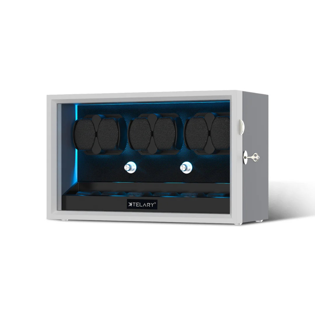 Automatic Watch Winder for Rolex 4/6/8/12 Slot Jewelry Display Box with Blue Light Storage Case for Collectors